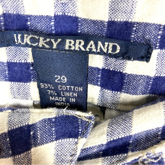 Lucky Brand Shorts Dispatcher Gingham 29 Navy Cotton Linen - Picture 14 of 16